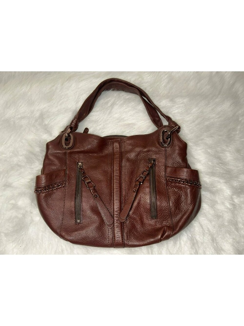 B. MAKOWSKY Alice Shopper Shoulder Bag Brown Brandy 16" x 11"